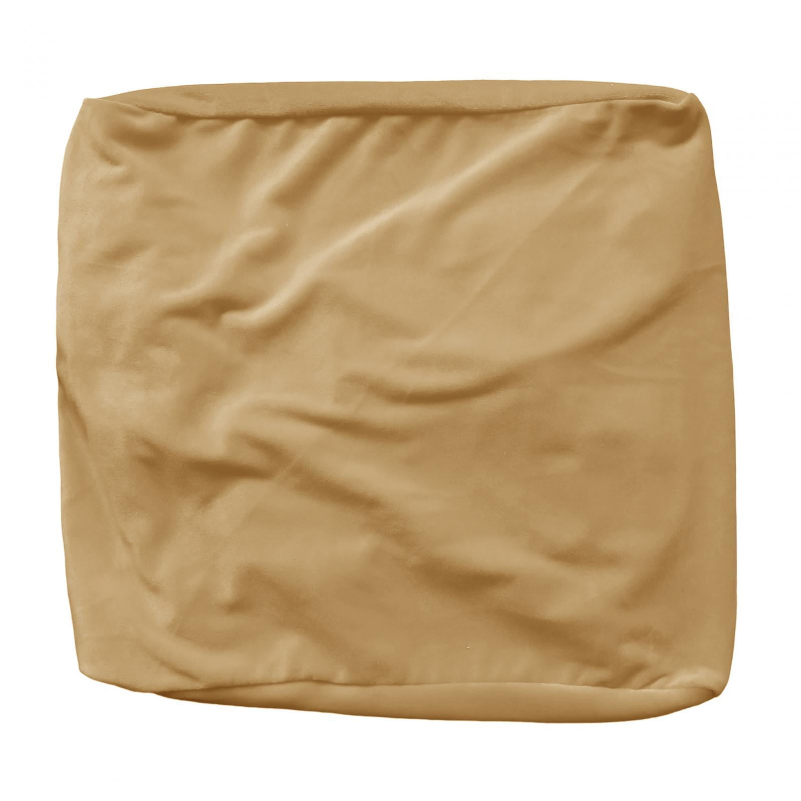 Removable Elastic Velvet Footstool Cover with Elastic Bottom for Living Room Ottoman Cover