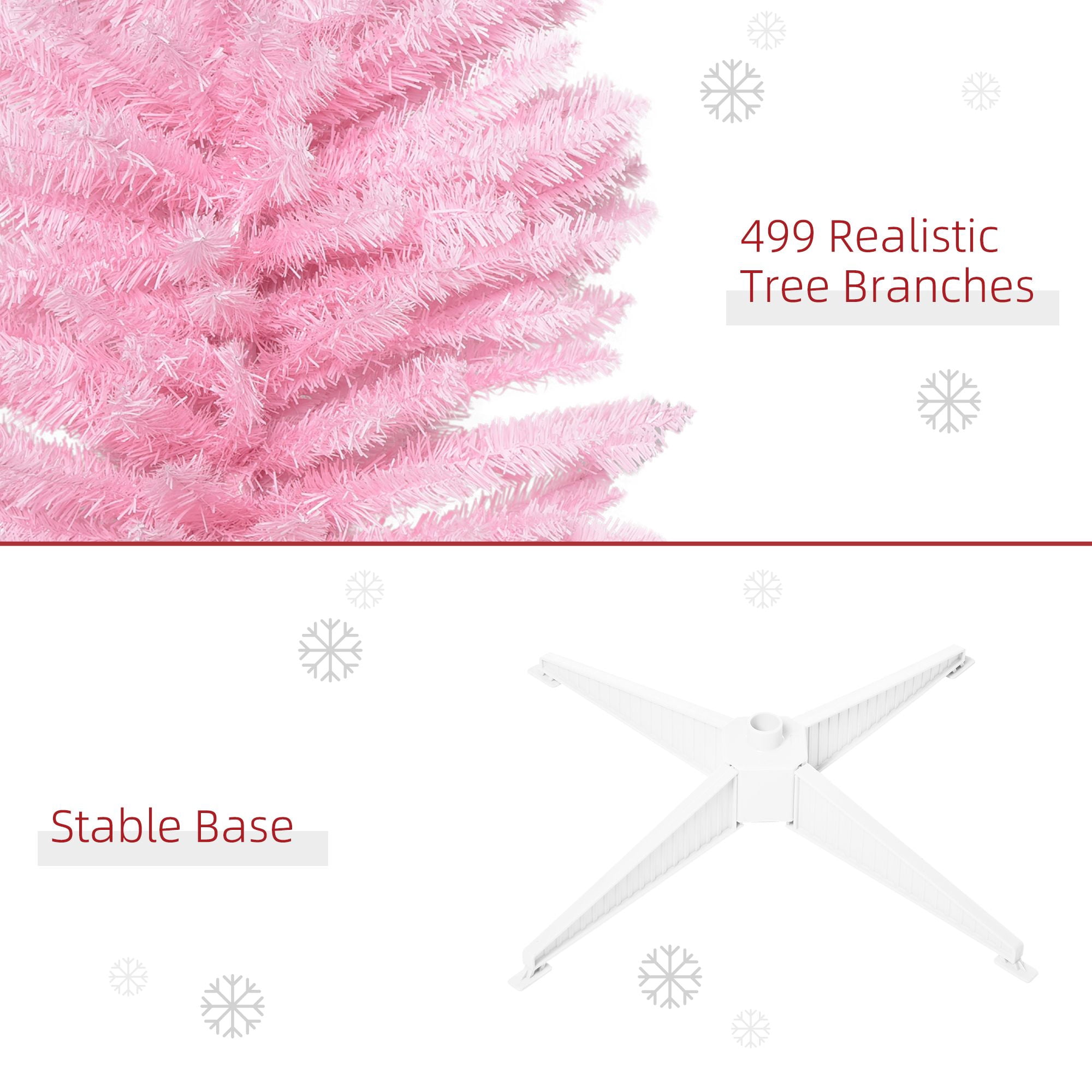 7 ft Artificial Pencil Christmas Tree, Slim Unlit Xmas Tree with 499 Branch Tips and Plastic Stand for Small Rooms and Apartments