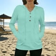 thumbnail image 4 of lcziwo Womens UPF50+ Sun Shirts UV Protection Quick Dry Rash Guard Workout Athletic Fitness Hoodies,Light Blue,L, 4 of 7