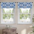 thumbnail image 2 of LALILO Kitchen Curtain Valance Blue And White Ornamental Rod Pocket Window Curtain 52"x 18" Set of 2, 2 of 5