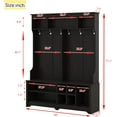 thumbnail image 6 of Wood Entryway Coat Hanger Hall Tree with 5 Hooks 3-in-1 Entryway Coat Rack with 2 Drawers&Shoe Bench Industrial Retro Coat Rack for  Entrance Hallway （59"W x 15.7"D x 80.3"H）, 6 of 6