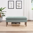 thumbnail image 3 of Selina Pillow Top Bench in Mist Green Fabric  Rustic Brown Finish Spindle Legs, 3 of 7