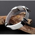 thumbnail image 3 of Pulsera de acero inoxidable para hombre con correa de malla moderna y diseño curvo., 3 of 4