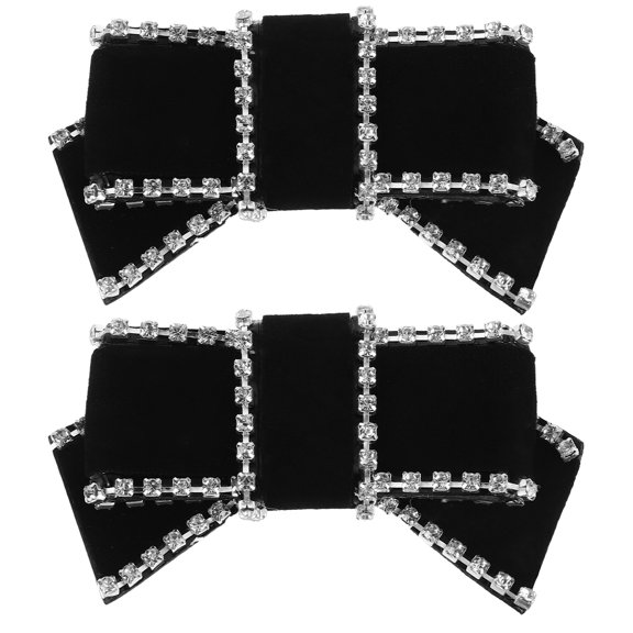 DEEPCRAFF 1Pair Stylish Black Bow Shoe Clips Elegant Shoe Embellishments for Pumps