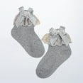 thumbnail image 4 of Caqnni Baby Girls Ankle Socks Toddler Bow Mesh Long Stockings Thin Socks For Fall and Winter (Grey,5-6 Years), 4 of 5