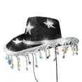 thumbnail image 4 of Santa Hats Western Cowb`oy Hat With Shiny Rhinestone And Fringe For Disco Party Country Music Festival Stage Performance Small Santa Hats, 4 of 5