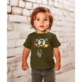 thumbnail image 3 of Olive Loves Apple 2nd Birthday Rocket Astronaut Themed T-Shirts with Moon Balloon and Planets for Boys and Girls Military Green Shirt 2T, 3 of 7