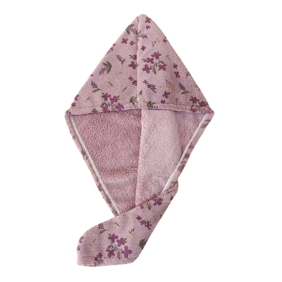 Hair Towel Wrap Cute Pastel Floral Print Microfiber Hair Drying Towel Cap Soft Quick Dry for Women Bath Spa (Flower),Purple