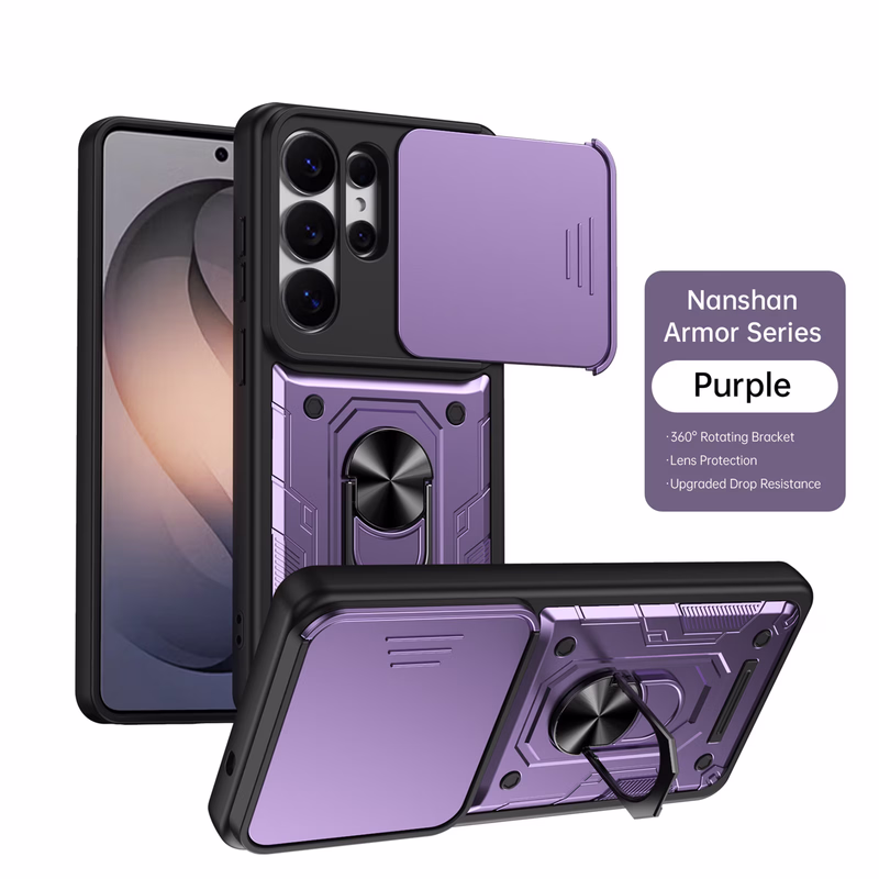 TakFox for Samsung Galaxy S26 Ultra Case with Camera Lens Cover & Kickstand, [Military Grade Drop Protection] Magnetic Kickstand Protective Case, Purple