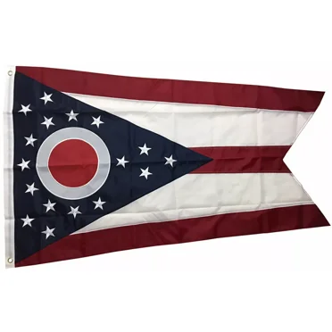 2x3 FT OHIO Flag Embroidered Sewn Nylon State Flag DOUBLE SIDED 210D