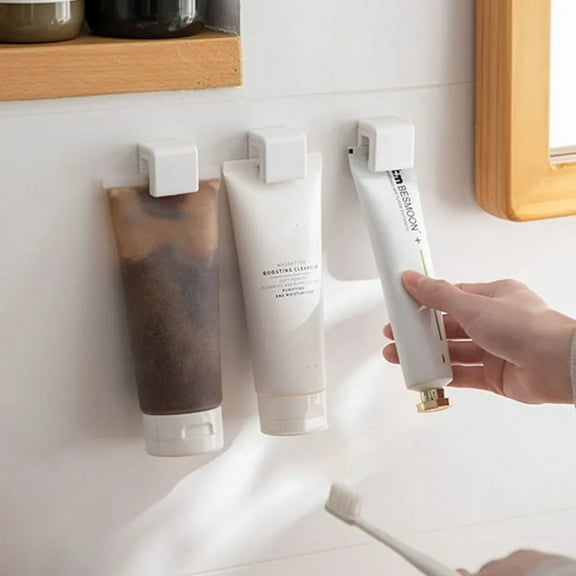 Toothpaste Rack Self-adhesive Facial Cleanser Hanging Clip Seamless Bathroom Storage Holders Bathroom Wall Hook Holder Clip