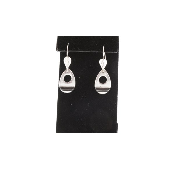 TASFIN||Silver Earrings with Black Stripe Detailing