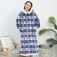 thumbnail image 5 of Women's Christmas Fleece Lined Sleepwear Robes Hooded Long Sleeve Print Long Bathrobes with Pockets Blue FreeSize150cm, 5 of 7