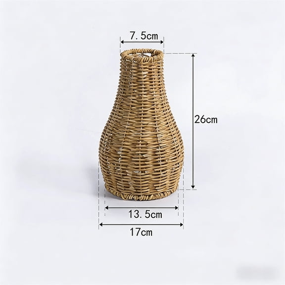 SLYNSHome Rattan Vase Hand Woven Vases Decor Rustic Farmhouse Round Wicker Vase Basket for Centerpieces