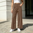 thumbnail image 5 of BRELIL Women's High Waisted Wide Leg Trousers with Pockets Casual Streetwear Long Pants Baggy Loose Fashion Outfits Solid Workout Palazzo, Coffee S, 5 of 6