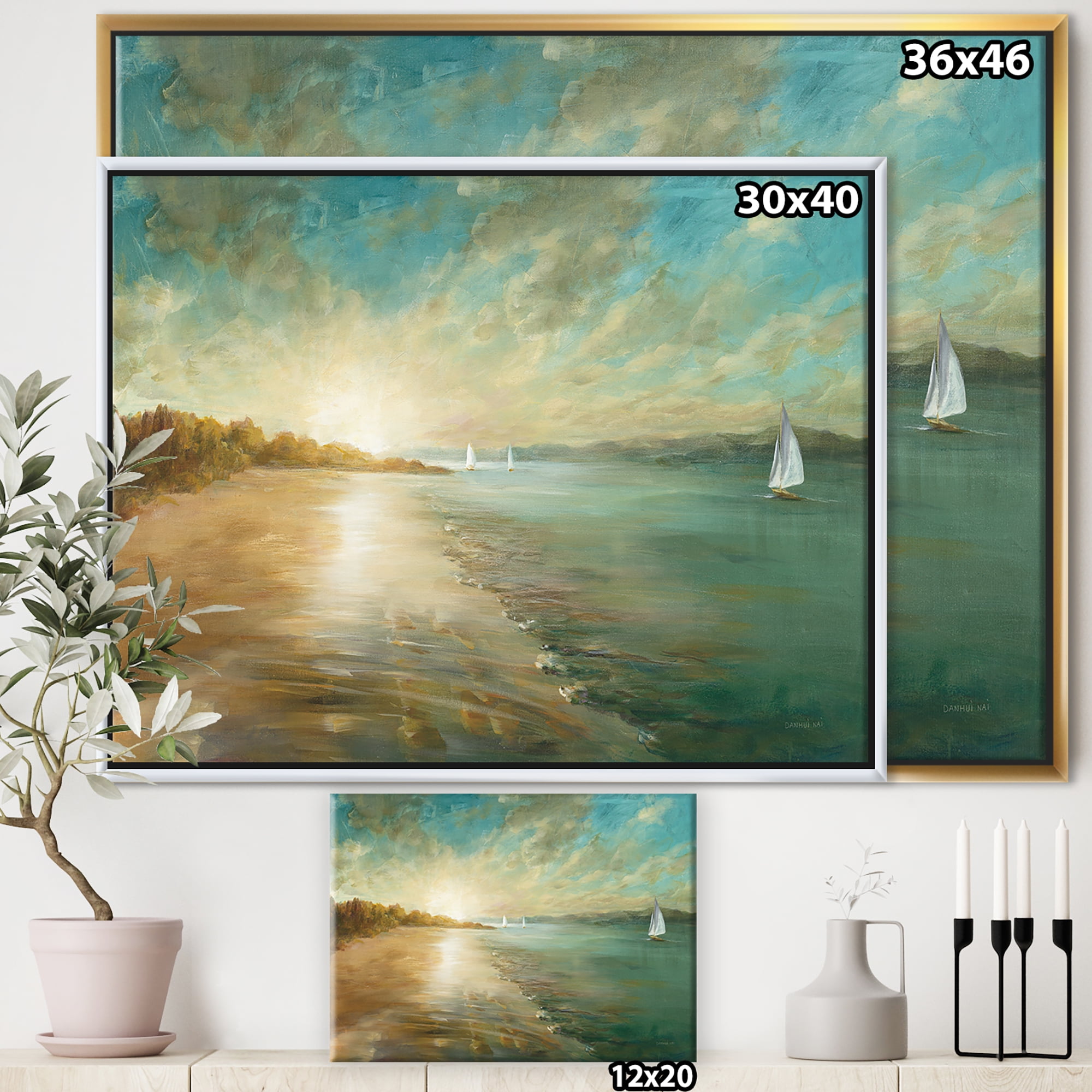 Designart ' Coastal Pastel Horizon ' Nautical & Coastal Framed Canvas