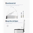 thumbnail image 5 of 2.6 Gallon / 10 Liter Metal Bathroom Trash Can with Lid, Slim Waterproof Step-on Garbage Bin with Inner Bucket, Rear Handle, and Soft Close Lid, Compact Design for Bedroom and Small Spaces,White, 5 of 6