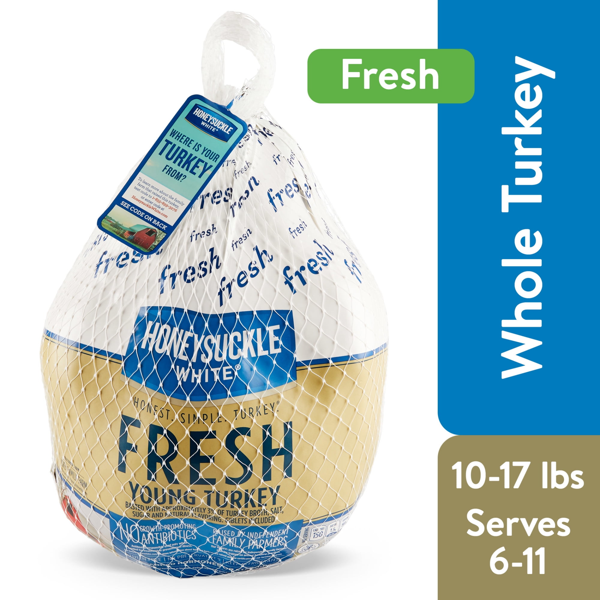 Honeysuckle White® Fresh Whole Turkey, PreBrined, 1017 lb, Serves 6