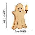 thumbnail image 3 of Aoznliie Halloween Decor, Hand Carved Wooden Ghost Ornament for Tabletop, 6x5 inch Cute Figurine for Indoor Display, White, 3 of 6