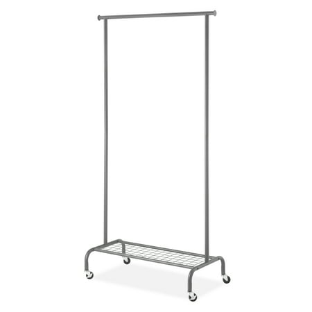 Whitmor Rolling Garment Rack with Shelf, Metal and Plastic, Gunmetal Gray