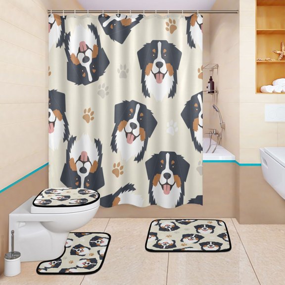 BZSMCE 4PCS Shower Curtain Set Bathroom Decorative Set-Shutterstock_1436668871 Pattern