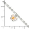 thumbnail image 3 of Sterling Silver Bracelet Childrens Cable Girl's 9 mm 7 in Polished Enamel Butterfly w/ 1.5in ext., 3 of 4