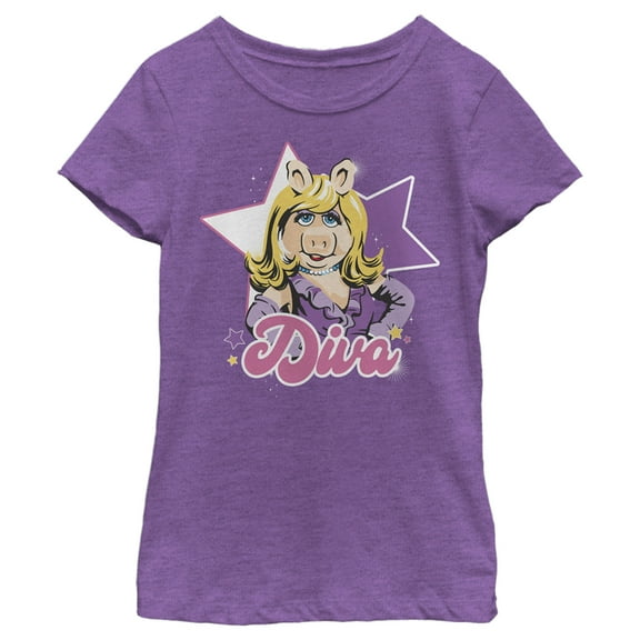 Girl's The Muppets Miss Piggy Diva Graphic Tee Purple Berry Large