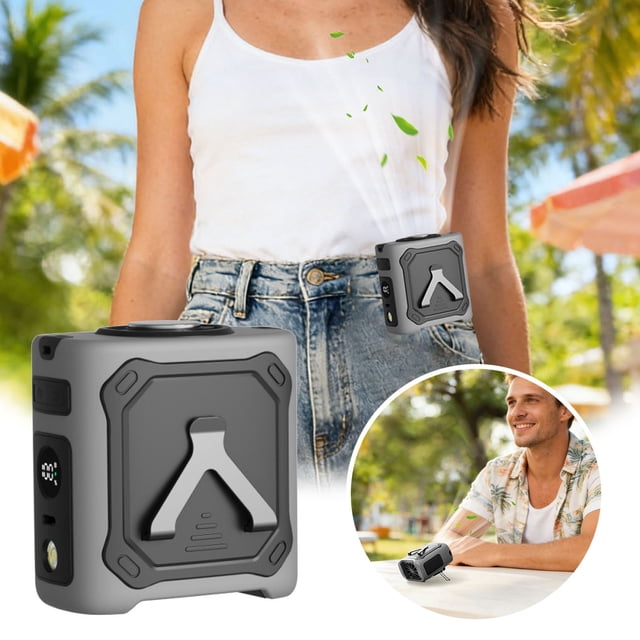 Klonfd Portable Wearable Fan With Ice Packs Rechargeable USB Personal Air Circulator For Outdoor Sports