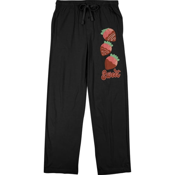 Valentine's Day Sweet Chocolate Strawberries Men's Black Sleep Pants