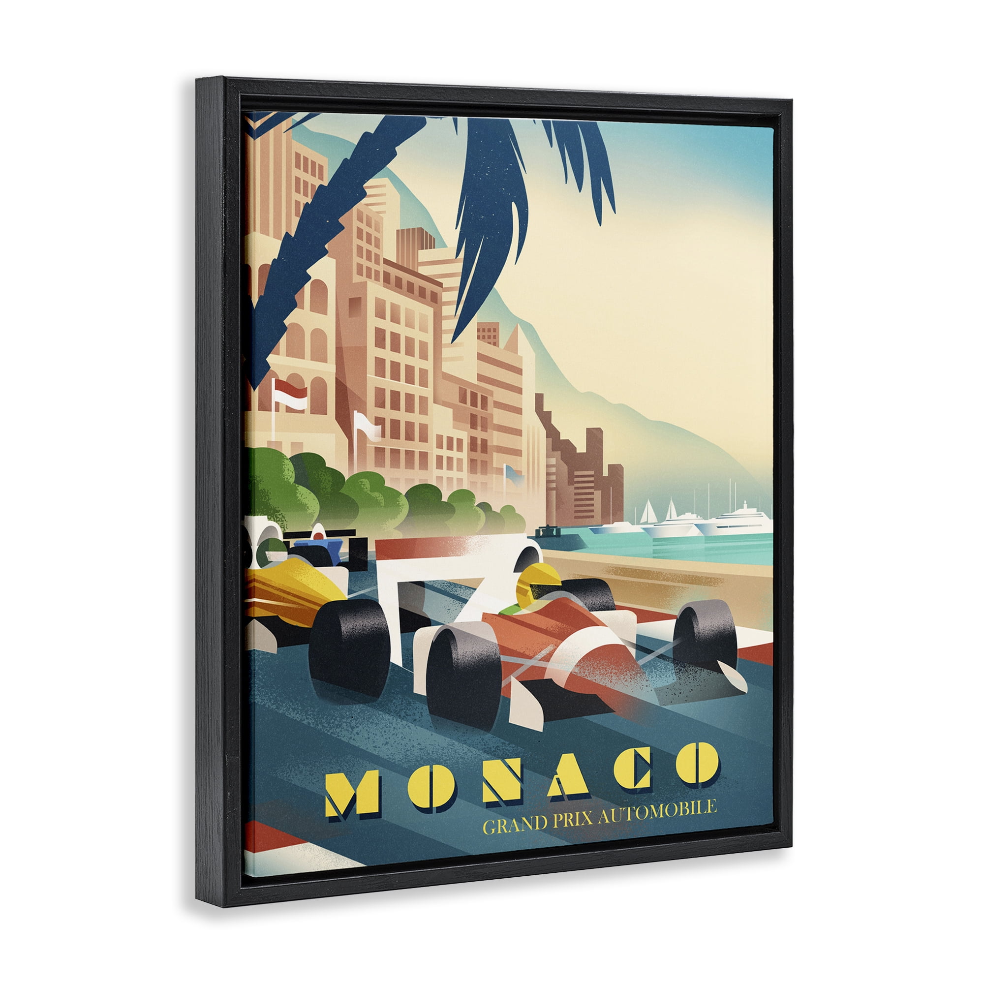 Stupell Industries Monaco Grand Prix Racing Black Framed Floater Canvas Wall Art, design by Martin Wickstrom