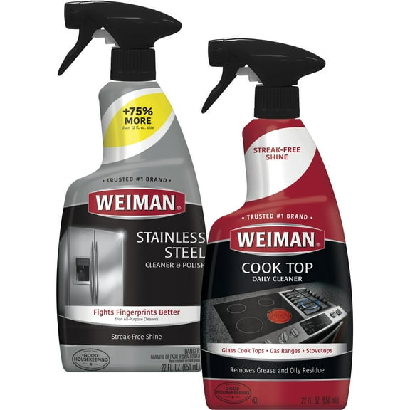 Weiman Disinfecting Stovetop Cleaner & Stainless Steel Cleaner - 22 Ounce - Daily Appliance Kitchen Cleaning Kit C29