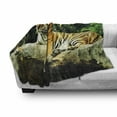 thumbnail image 3 of Tiger Soft Flannel Fleece Throw Blanket, Resting Feline in the Forest on a Large Rock Sublime Carnivore Beast Nature, Cozy Plush for Indoor and Outdoor Use, 70" x 90", Multicolor, by Ambesonne, 3 of 6
