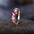 thumbnail image 5 of Ruby Cluster Stack Wedding Ring,Pink Sapphire Ring, Silver Rose Gold,Moissanite Anniversary Ring,Birthstone Gift, 5 of 5