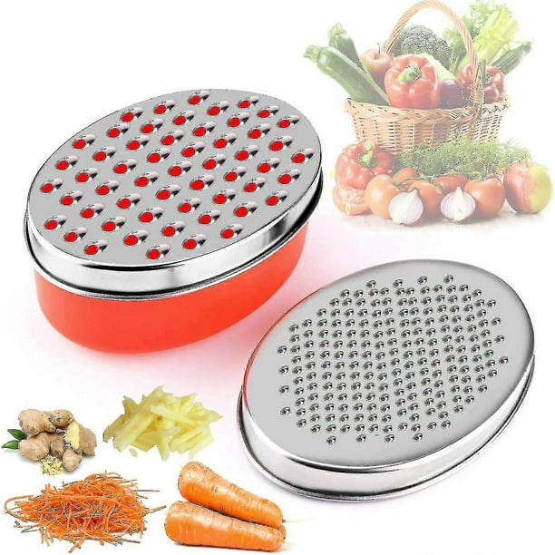 Cheese Grater With Food Container And Lid Fruit Vetable Chopper (red) Jiujiuso