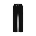 thumbnail image 5 of Men's Work Pants Men's And Linen Elastic Waist Blended Breathable Comfortable Soft Cargo Pocket Casual Trousers Full Length Pants Work Pants for Men Plus Size Black M, 5 of 7