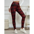 thumbnail image 4 of Women's Fleece Lined Thick Leggings - Plaid Stripe Yoga Athletic Warm Tights for Workout, Casual & Cold Weather, 4 of 5