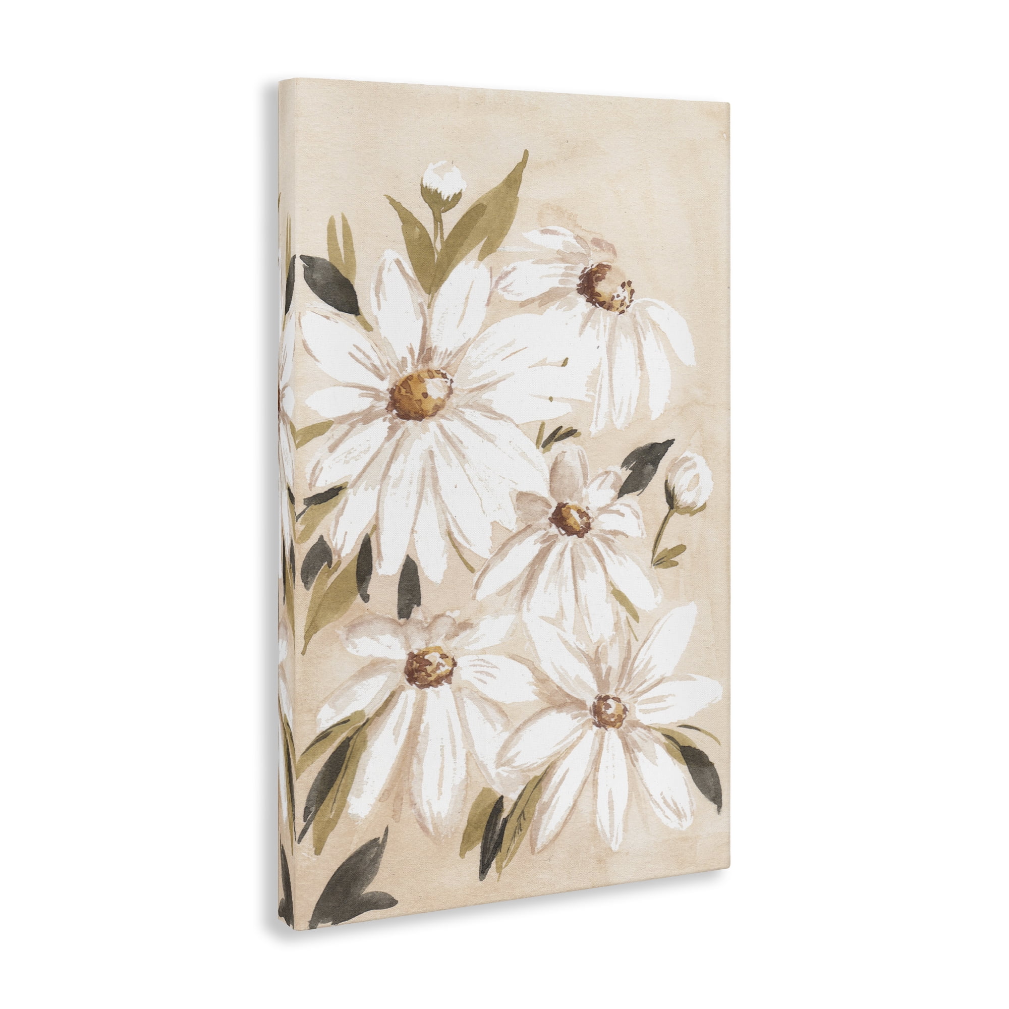 Stupell Industries Soft Muted Daisies Botanical & Floral Painting Gallery Wrapped Canvas Art Print Wall Art, 24 x 36