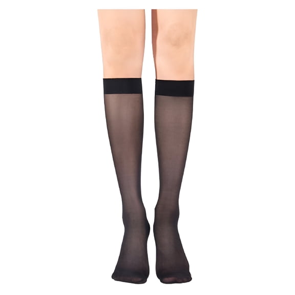 TELOLY Knee High Pantyhose with Reinforced Toe - 30D Nylon For Women Stockings