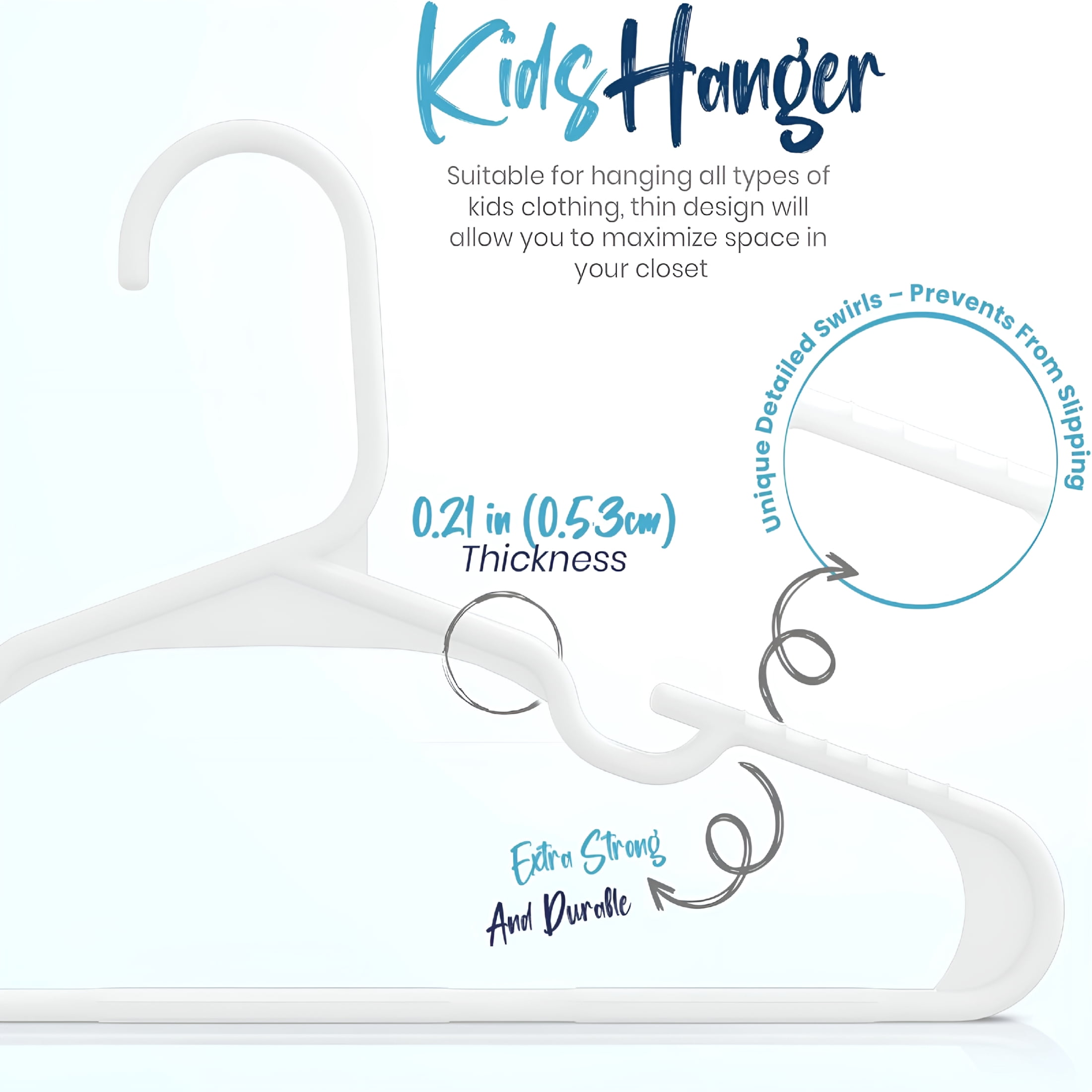 XIBUFE 60 Pack Kids Hangers-11.5 Inch Plastic Baby Hangers for Closet-Childrens Hanger for Clothes&Infant Hanger for Closet (White)