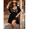 thumbnail image 2 of Women's Boho Western Floral Embroidered V Neck Flutter Sleeve Mini Dress, 2 of 5