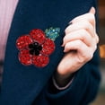 thumbnail image 2 of 5pcs Poppy Badges Pin Brooch Crystal Enamel Badge 2020 Red Poppy Branch, 2 of 8