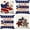 3 Flag Star, variant on 4 Pack Independence Day Pillow Covers 16 x 16 Inch 4th of July American Flag Throw Pillow Case Memorial Day Patriotic Star America Freedom Decor Cushion Case for Home Couch Sofa Bed
