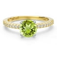 thumbnail image 3 of Gem Stone King 14K Two Tone Gold Green Peridot and Lab Grown Diamond Engagement Ring for Women | 1.61 Cttw | Round 7MM | Gemstone August Birthstone | Size 9, 3 of 6