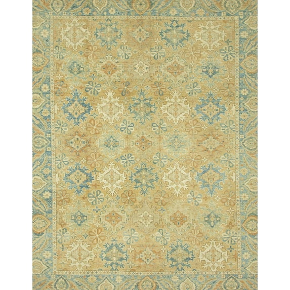 Ahgly Company Machine Washable Indoor Rectangle Abstract Brass Green Area Rugs, 8' x 12'