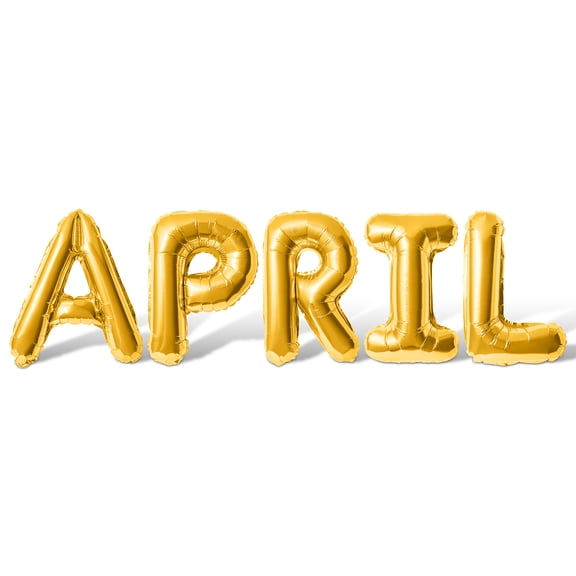 Letter Balloons - APRIL 16" Inch Alphabet Letters Foil Mylar Balloon April Birthday Party Banner (Gold)