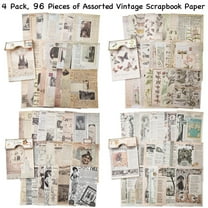 4 Pack Vintage Scrapbook Paper Kit for Journaling - 96 Sheets Decoupage & Craft Paper for Journals, Card Making, Collage, 4 Designs