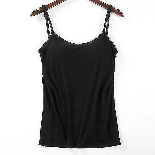 Sujetador informal suave acolchado para mujer, camiseta sin mangas, camiseta de tirantes finos para mujer, camisola femenina con sujetador integrado