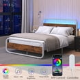 thumbnail image 2 of 4 EVER WINNER Twin Size LED Bed Frame, Metal Bed Frame Twin Size, White Metal Platform Bed Frame with LED Headboard, No Box Spring Needed, White, 2 of 8