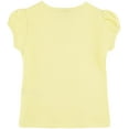 thumbnail image 2 of Lilax Girls' Basic Round Neck Cotton Short Puff Sleeve T-Shirt Lemon Yellow 7 Years, 2 of 6