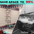 thumbnail image 7 of Shower Caddy Corner, Rustproof ABS Shower Organizer Corner with 32-125 inch Steel Poles, No Drill Shower Shelf, Corner Shower Caddy Tension 4 Shelves, White, 7 of 7